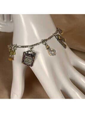 Born To Shop Charm Bracelet Silver Tone A3 Jewelry